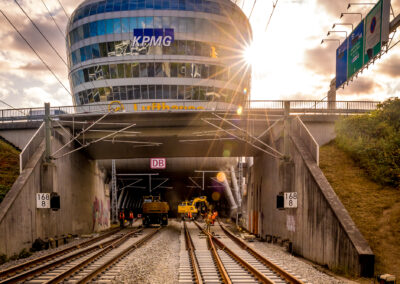 Baudokumentation zum Weicheneinbau am Fernbahnhof Frankfurt nähe Flughafen Frankfurt.